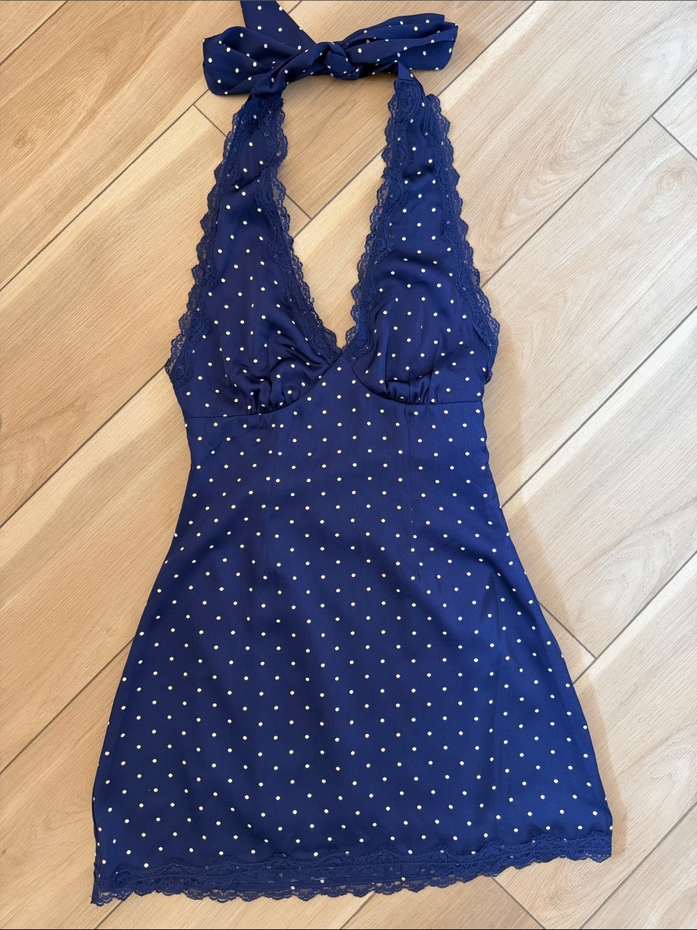 More To Come - Kesha Mini Dress in Navy Polka Dot - Picture 2 of 5